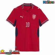 Camisa de Futebol República Checa Patrik Schick #10 Equipamento Principal Mulheres Mundo 2026 Manga Curta